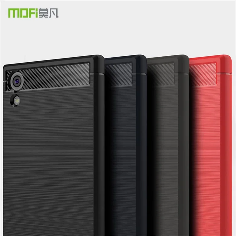 Mofi Carbon Fiber Texture Cepiled Soft Tpu Case Para Sony Xperia XA1 / Xperia Z6 - Negro