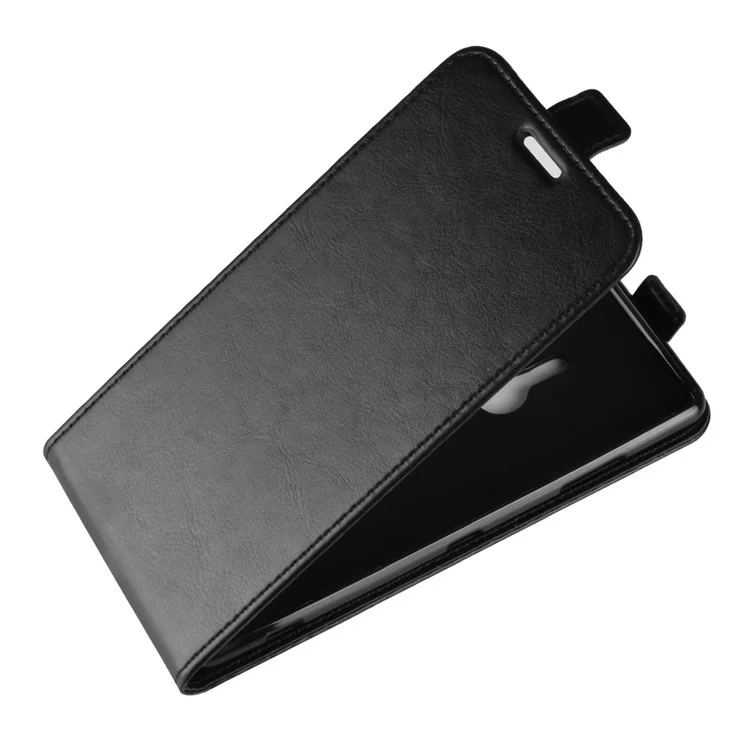 Para la Caja de Cuero de Caballos Locos de Sony Xperia XZ3 (flip Vertical) (ranura Para Cartas) (magnético) - Negro