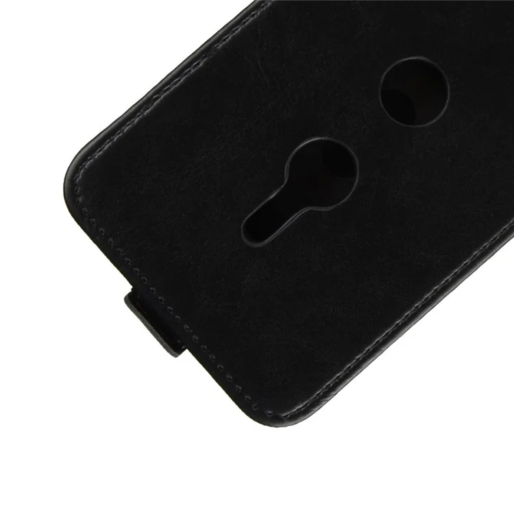 Para la Caja de Cuero de Caballos Locos de Sony Xperia XZ3 (flip Vertical) (ranura Para Cartas) (magnético) - Negro