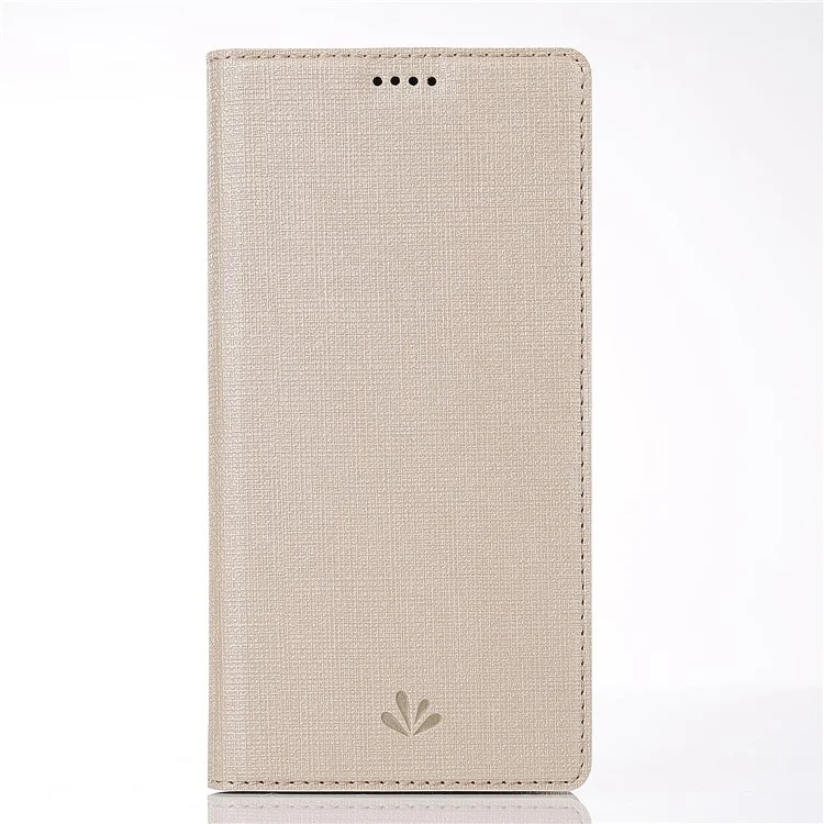 VILI DMX Cross Texture Card Holder Leather Casing with Stand for Sony Xperia XZ3 - Gold