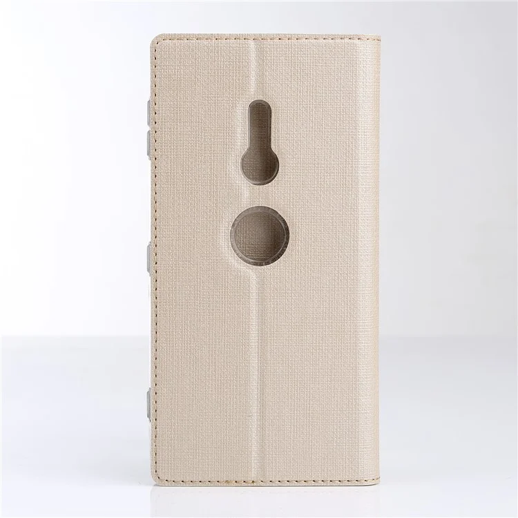 VILI DMX Cross Texture Card Holder Lederetui mit Ständer für Sony Xperia XZ3 - Gold