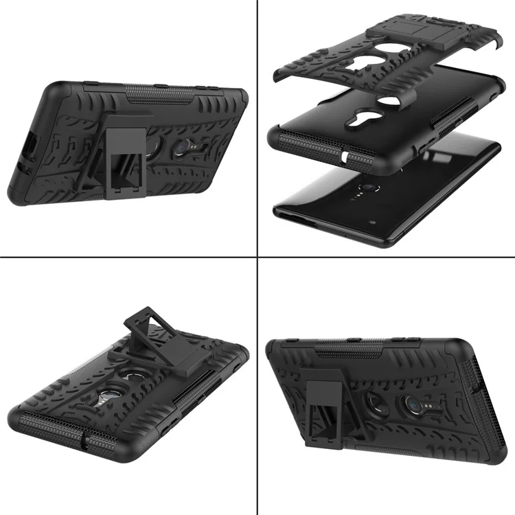 Cool Tire Hybride PC + TPU Kickstand Étui Pour Sony Xperia XZ3 - Noir