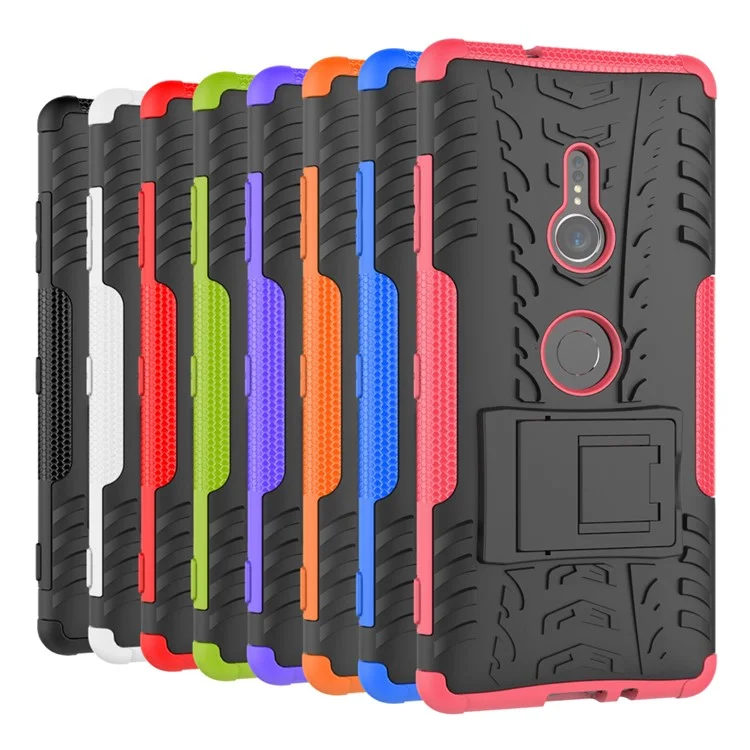 Cool Pneu Hybrid PC + TPU Kickstand Case Para Sony Xperia XZ3 - Preto