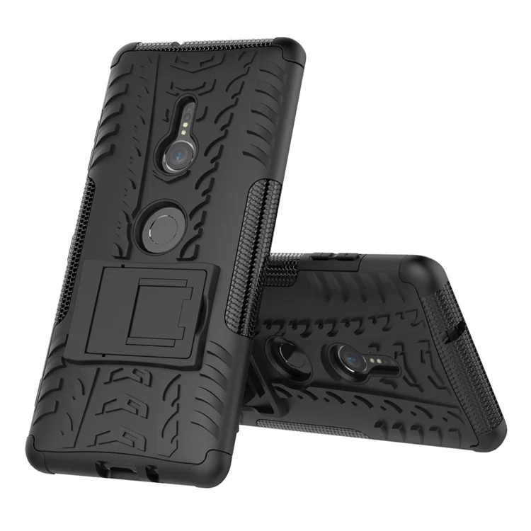 Cool Tire Hybride PC + TPU Kickstand Étui Pour Sony Xperia XZ3 - Noir