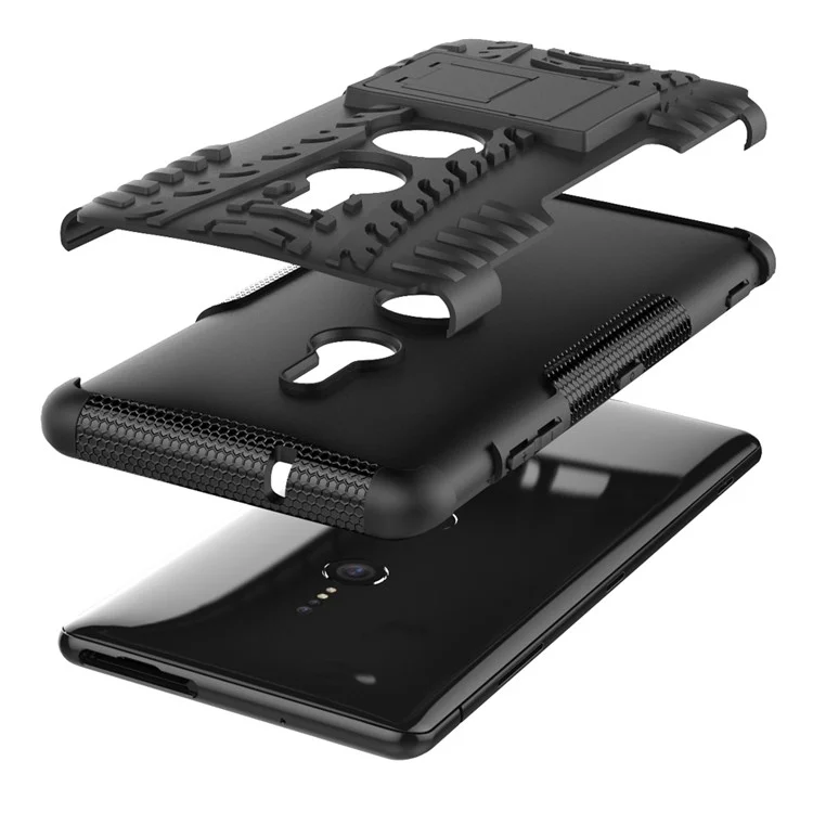 Cool Tire Hybride PC + TPU Kickstand Étui Pour Sony Xperia XZ3 - Noir