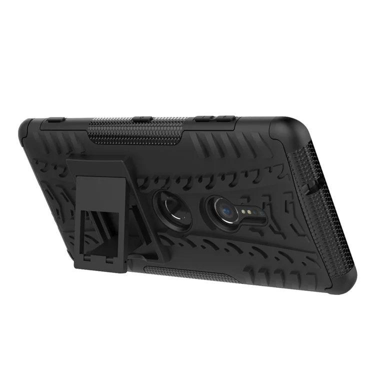 Cool Tire Hybride PC + TPU Kickstand Étui Pour Sony Xperia XZ3 - Noir