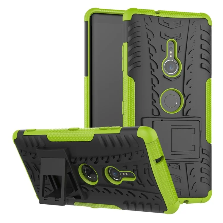 Cool Tyre Hybrid PC + TPU Kickstand Cover Shell for Sony Xperia XZ3 - Green