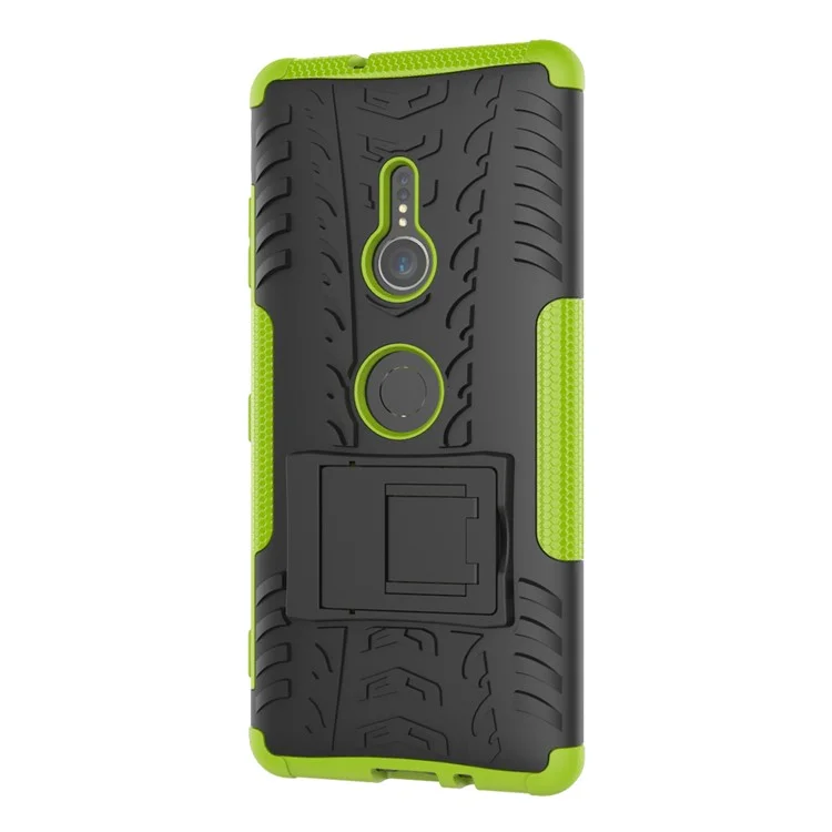 Cool Tyre Hybrid PC + TPU Kickstand Cover Shell for Sony Xperia XZ3 - Green