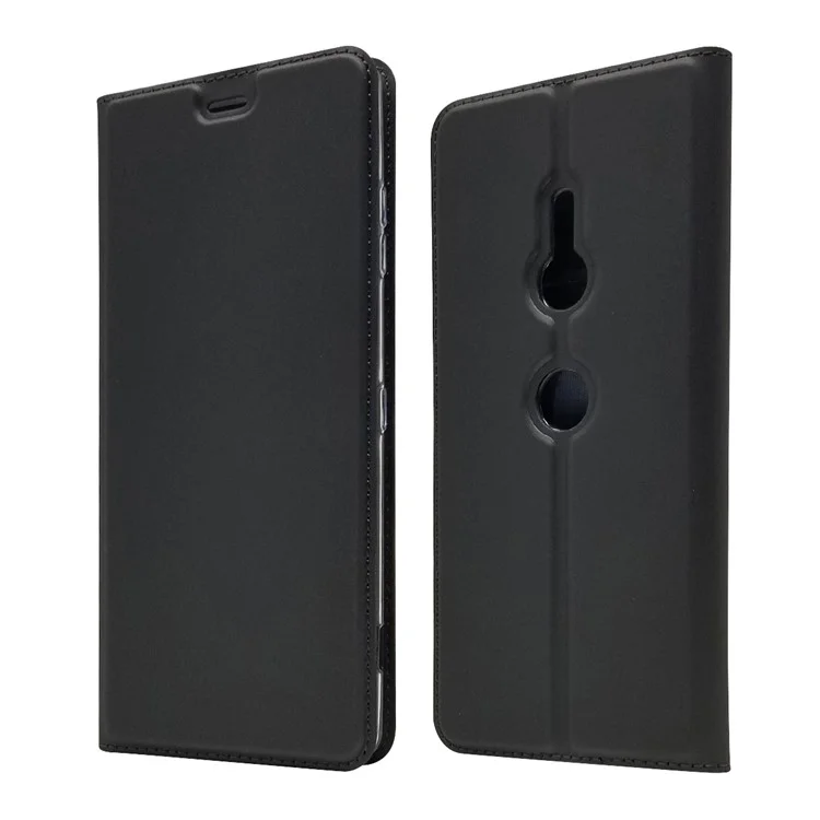 Case de Cuero de Soporte Automático Con Autos Con Ranura Para Tarjetas Para Sony Xperia XZ3 - Negro