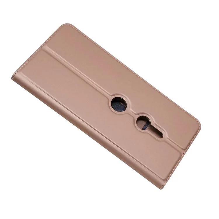 Auto-absorbed Stand Leather Cover with Card Slot for Sony Xperia XZ3 - Rose Gold