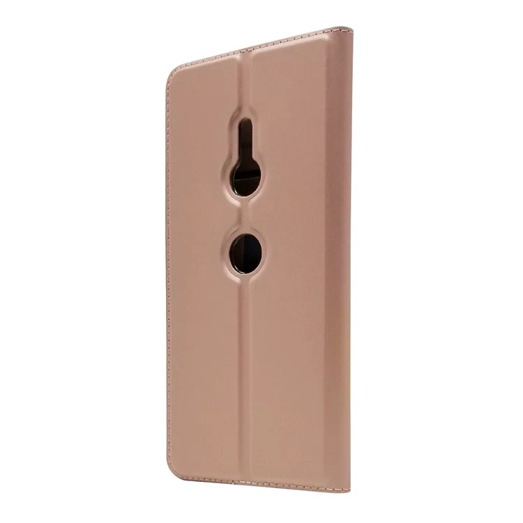 Auto-absorbed Stand Leather Cover with Card Slot for Sony Xperia XZ3 - Rose Gold