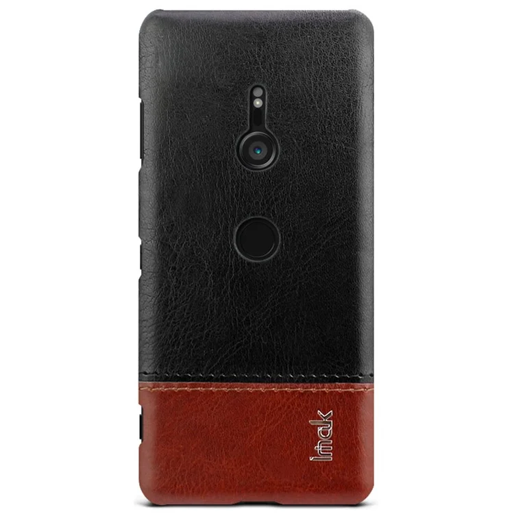 IMAK Ruiyi Série pu Conceda de Couro PC Capa Para Sony Xperia XZ3 - Preto / Castanho