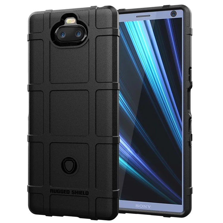 Funda TPU con textura de cuadrícula anti-choque para Sony Xperia 10 - Negro