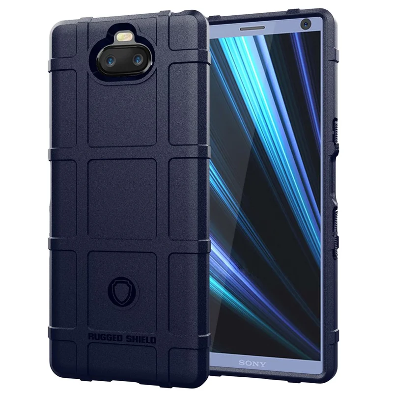 Anti-shock Square Grid Texture TPU Protection Case for Sony Xperia 10 - Blue