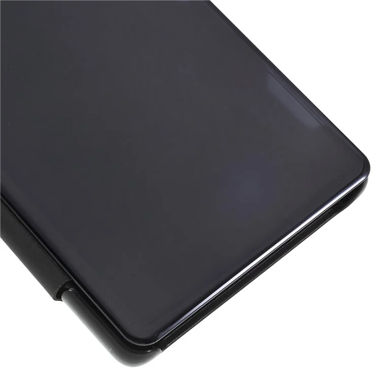 Espelho Eletrodepositado Superfície Vista Janela Capa Suporte de Couro para Sony Xperia 1 - Preto