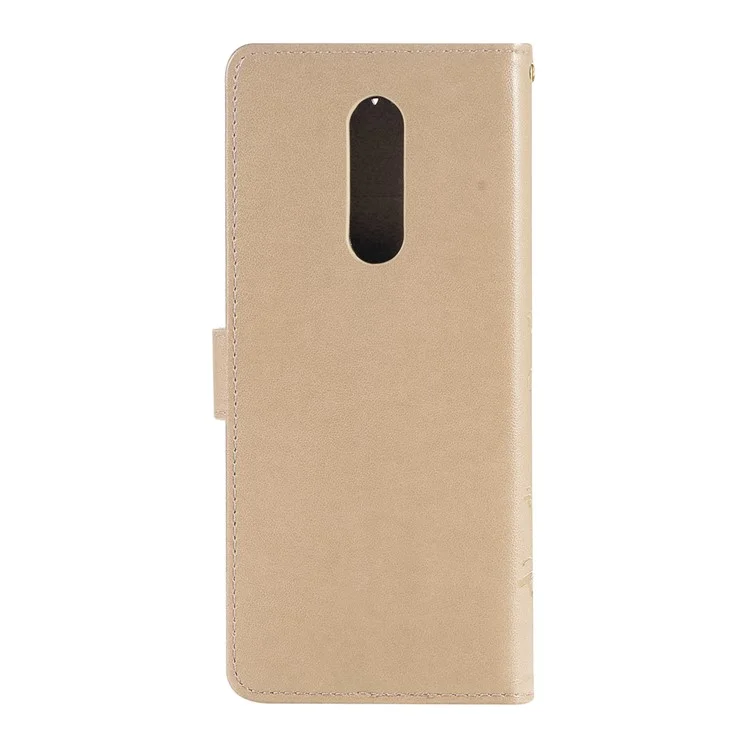 Impressão de Borboleta Flor de Couro de Couro Estrondo Para a Sony Xperia 1 - Ouro