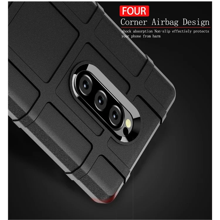Capa de telefone TPU com textura de grade quadrada resistente para Sony Xperia 1 - Preto