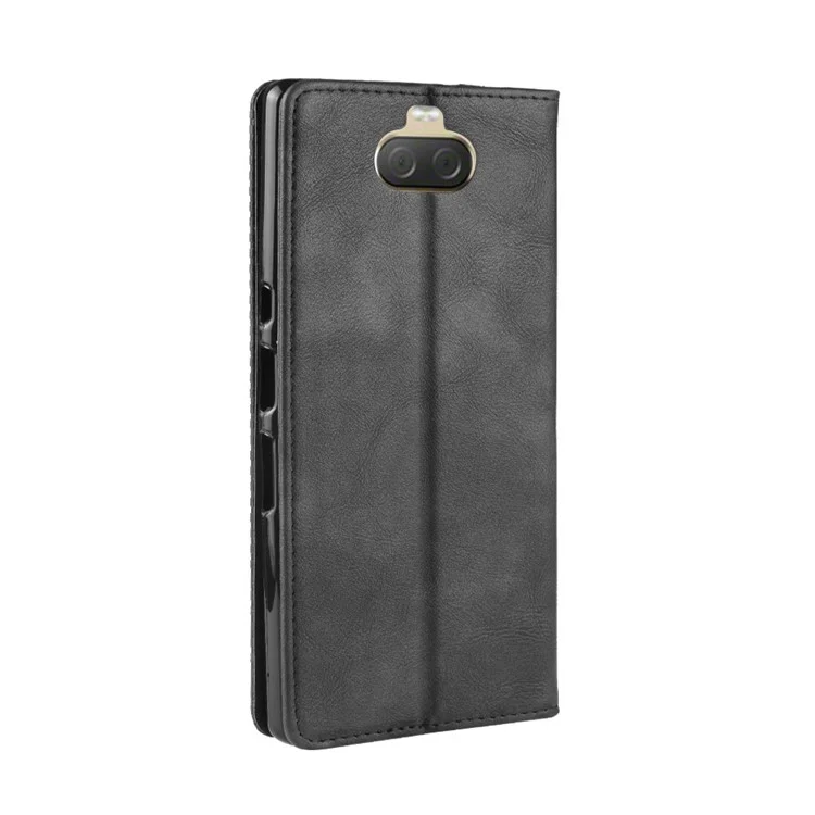 Couverture de Téléphone Mobile de Portefeuille en Cuir PU de Style Vintage Pour Sony Xperia 10 Plus - le Noir