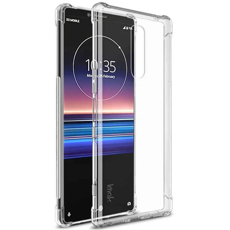 Skin Imak Feel Case di Telefono TPU Anti-drop + Film Per Schermo a Prova di Esplosione Per Sony Xperia 1 - Trasparente