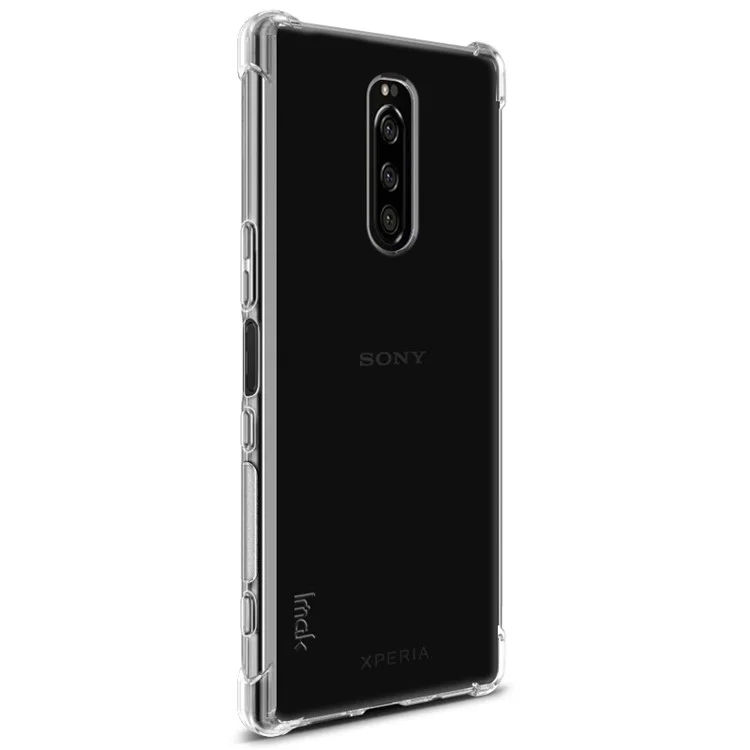 Imak Skin Feel Feel Anti-drop TPU Phone Case + Película de Pantalla a Prueba de Explosión Para Sony Xperia 1 - Transparente