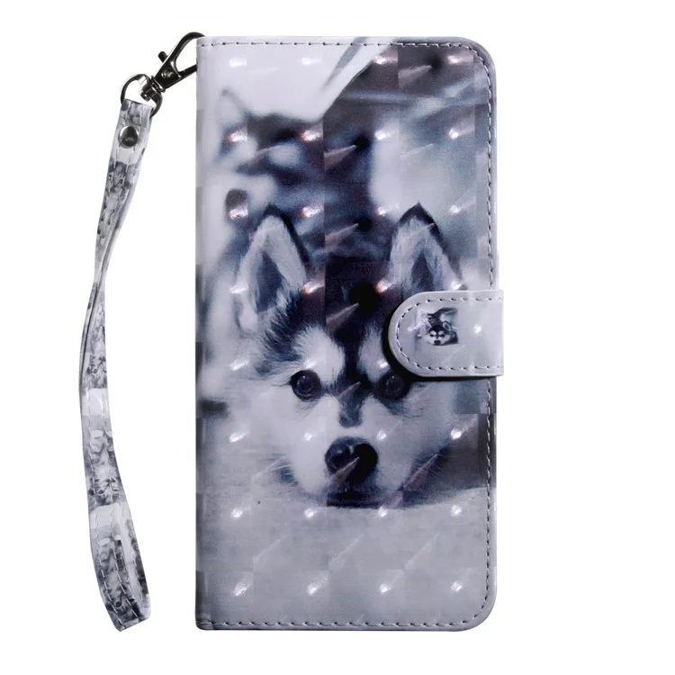 Décoration de Spot Légère à Motifs de Porte-supports de Portefeuille Pour Sony Xperia L3 - Loup Noir et Blanc