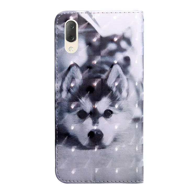 Leichtes Spot Dekor Gemustert Wallet Leder Stand Hülle Für Sony Xperia L3 - Schwarz -weiß -wolf