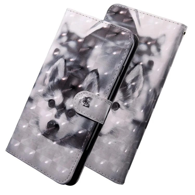 Décoration de Spot Légère à Motifs de Porte-supports de Portefeuille Pour Sony Xperia L3 - Loup Noir et Blanc