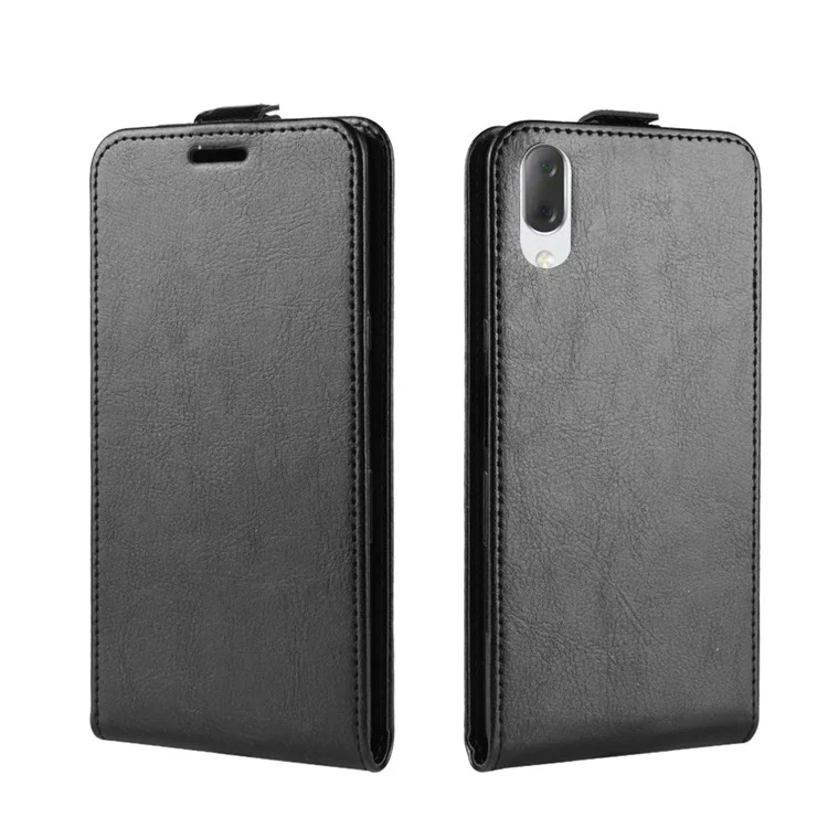 Crazy Horse Vertical Leather Card Holder Case for Sony Xperia L3 - Black