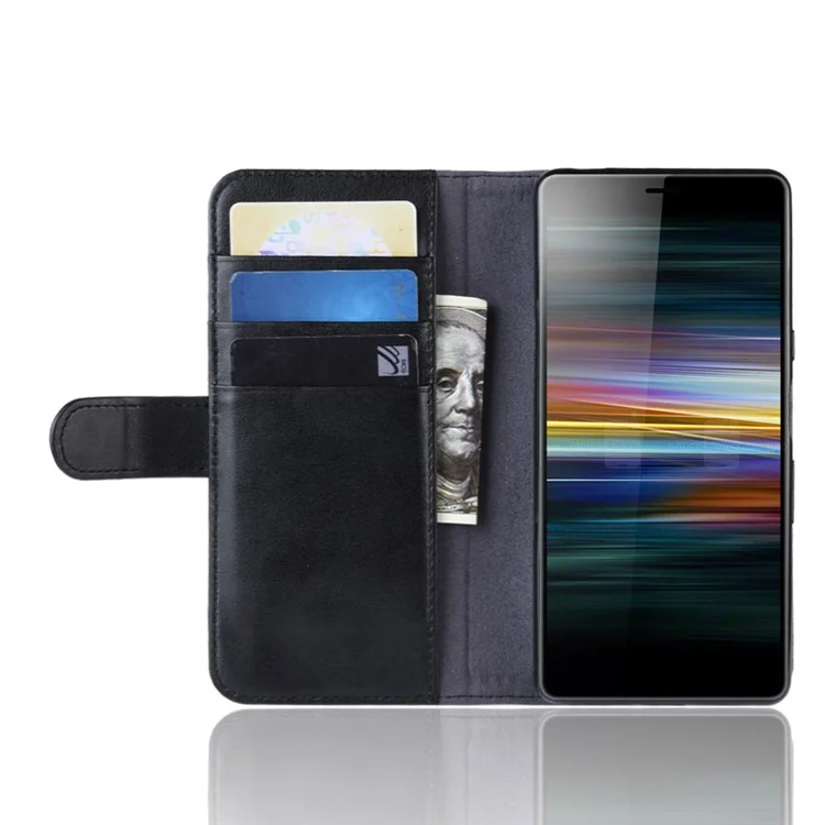 Capa de Couro Dividido e Suporte para Celular Sony Xperia L3 - Preto