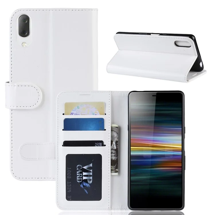 Для Sony Xperia L3 Crazy Horse Leather Chiephing Cash [Stand And Wallet] - Белый