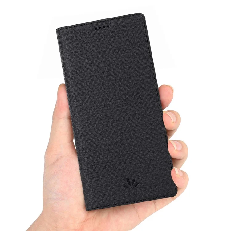 VILI DMX Estojo de Telefone em Couro com Textura Cruzada para Sony Xperia 1 - Preto