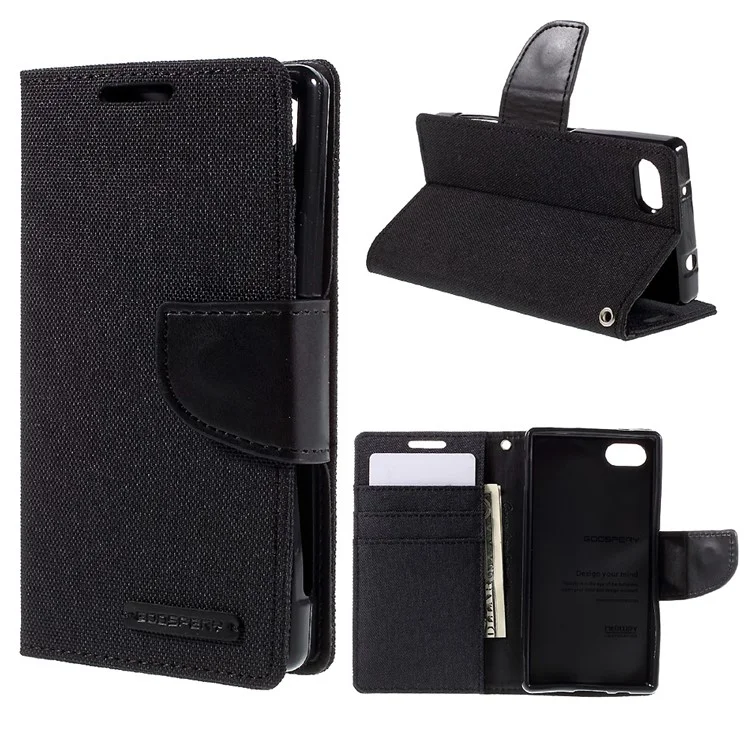 MERCURY GOOSPERY Canvas Wallet Leather Case for Sony Xperia Z5 Compact - Black
