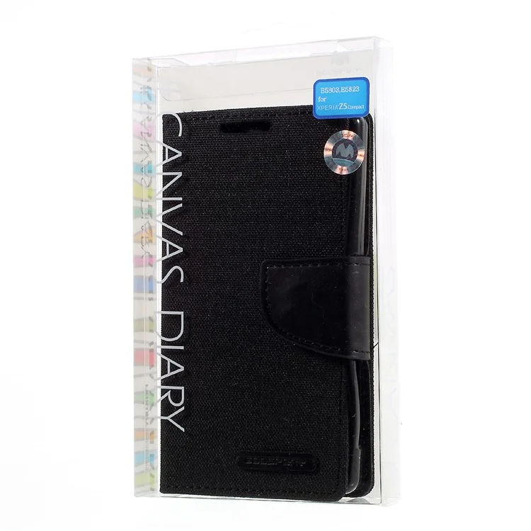MERCURY GOOSPERY Canvas Wallet Leather Case for Sony Xperia Z5 Compact - Black
