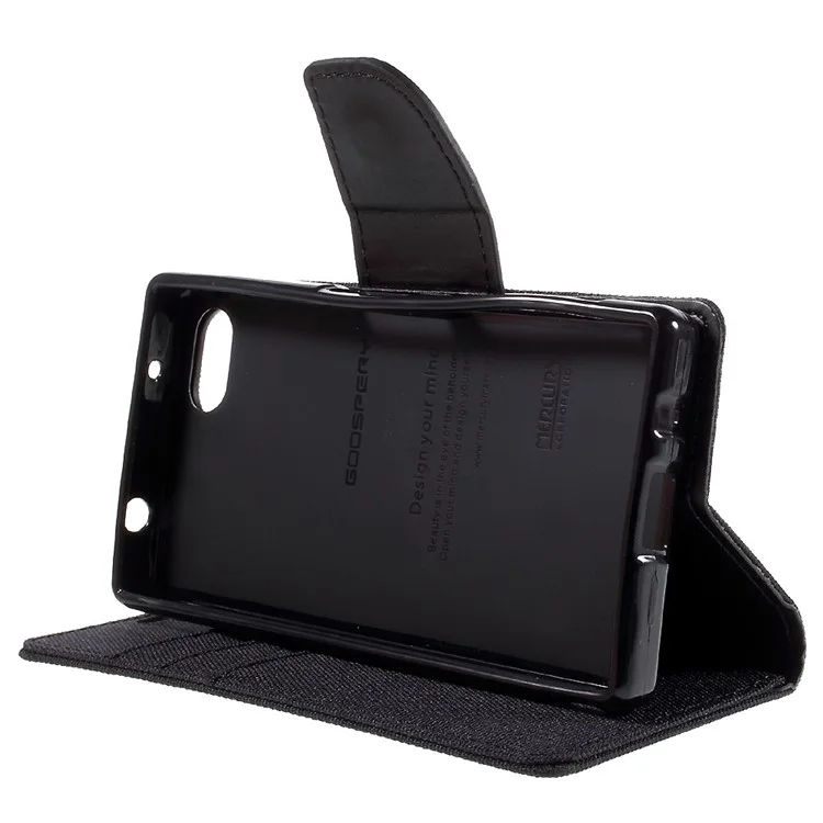 MERCURY GOOSPERY Canvas Wallet Leather Case for Sony Xperia Z5 Compact - Black