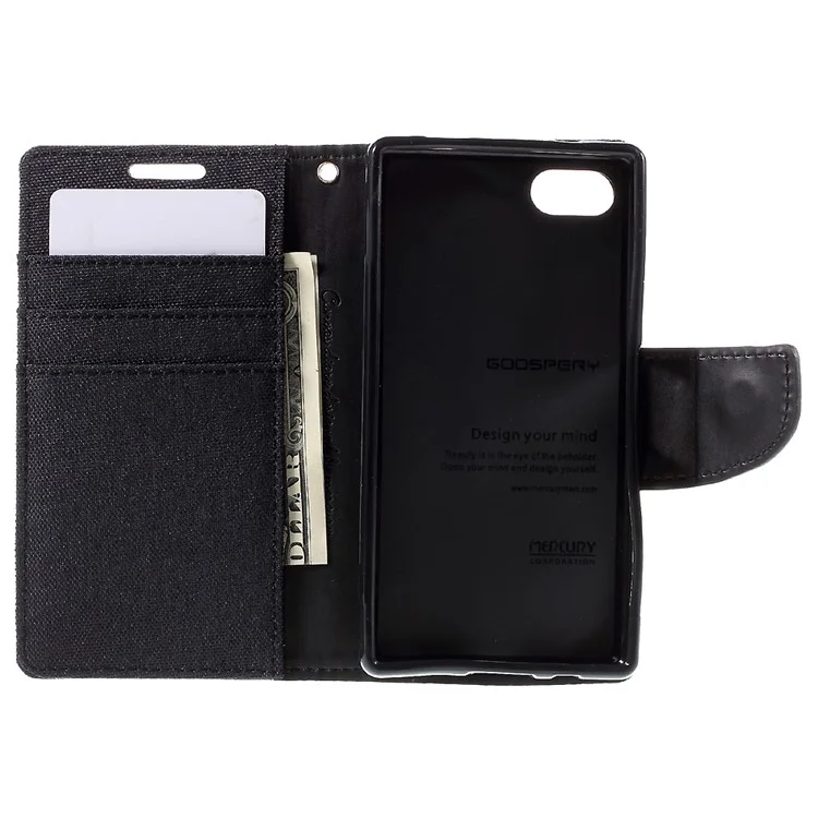 MERCURY GOOSPERY Canvas Wallet Leather Case for Sony Xperia Z5 Compact - Black