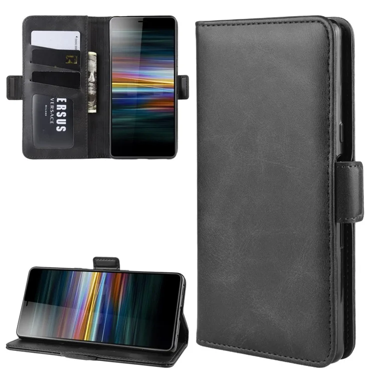 Caixa de Telefone da Carteira de Couro PU de Adsorção de Ímã Para Sony Xperia L3 - Preto