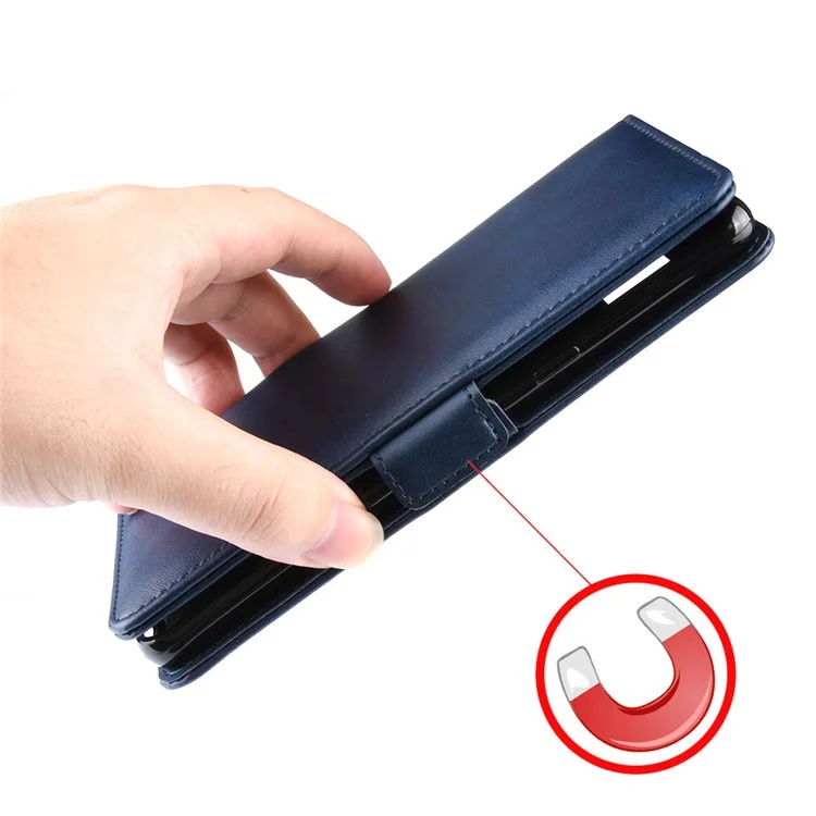 Magnet Adsorption PU Leather Wallet Phone Case for Sony Xperia L3 - Blue