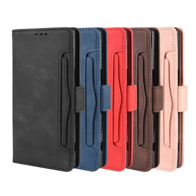 Funda protectora de cuero con soporte para cartera para Sony Xperia 1 - Negro
