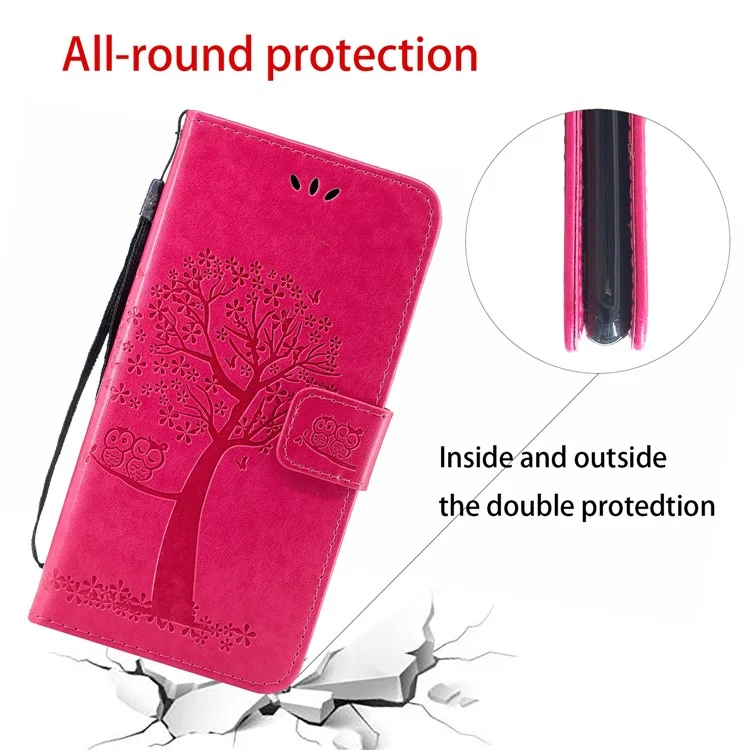 Empreinte Tree Chowl le Cuir Portefeuille Pour Sony Xperia 5 - Rouge