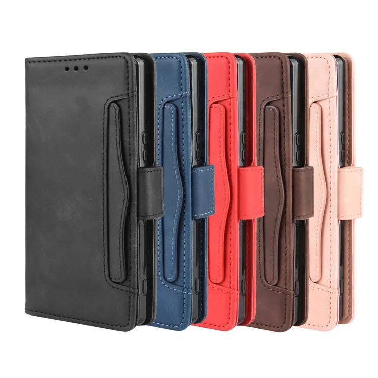 Wallet Stand Leather Protective Phone Case for Sony Xperia 5 - Black