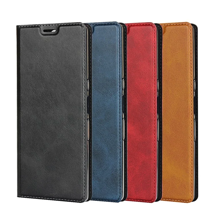 Leather Card Holder Case with Stand for Sony Xperia 10 Plus - Black