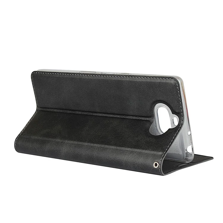 Leather Card Holder Case with Stand for Sony Xperia 10 Plus - Black