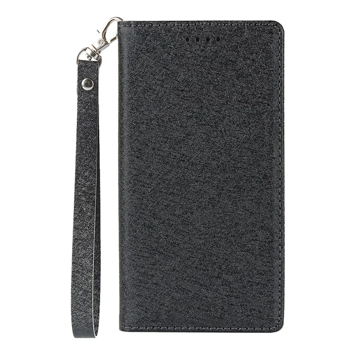 Silk Texture Leather Wallet Stand Phone Case Cover for Sony Xperia XZ2 - Black