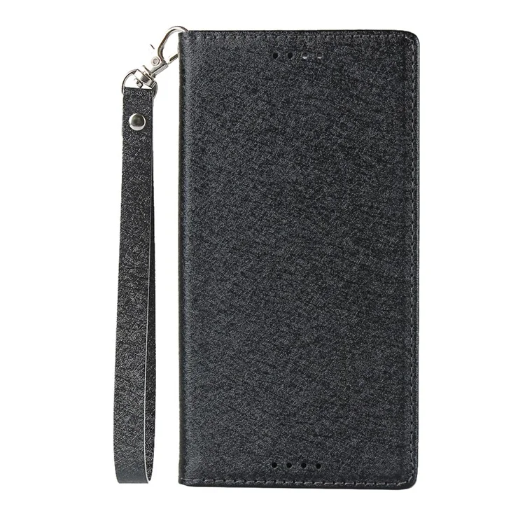 Silk Skin Wallet Stand Leather Phone Case for Sony Xperia XZ Premium - Black