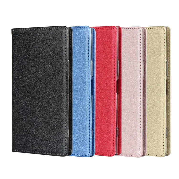 Silk Skin Wallet Stand Cuir Téléphone Pour Sony Xperia XZ Premium - le Noir