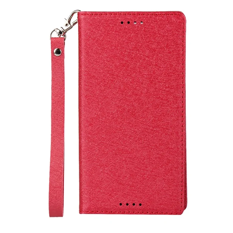 Silk Skin Wallet Stand Leather Protective Phone Case for Sony Xperia XZ1 - Red