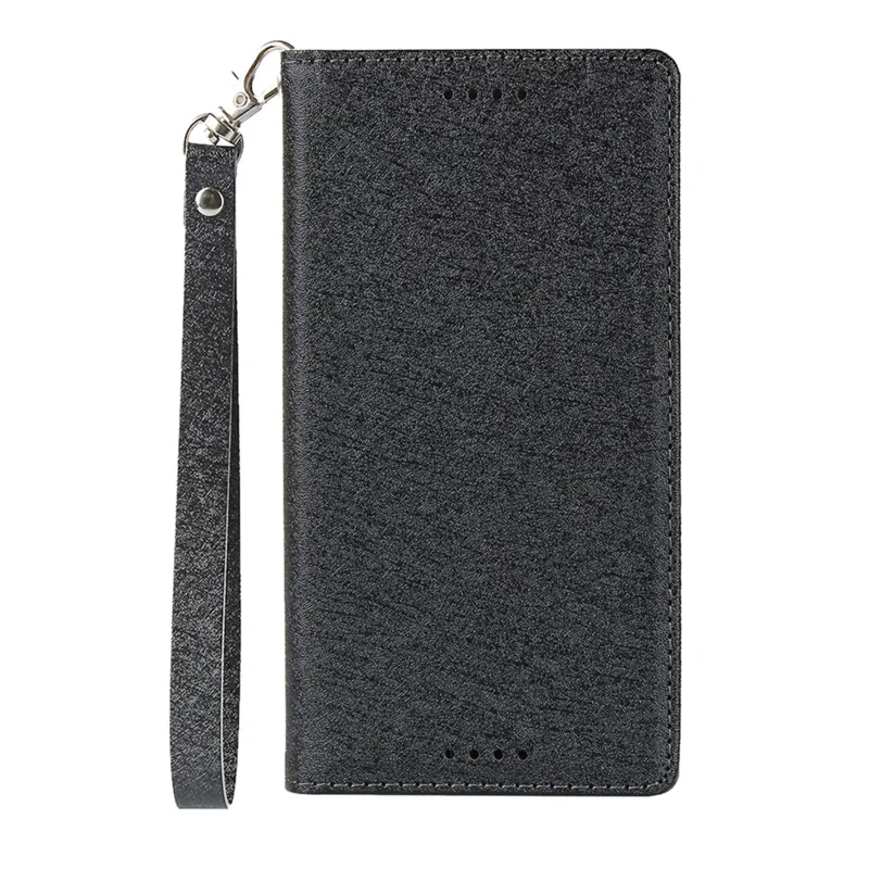 Silk Texture Wallet Stand Mobile Phone Leather Case Cover for Sony Xperia XZ1 Compact - Black