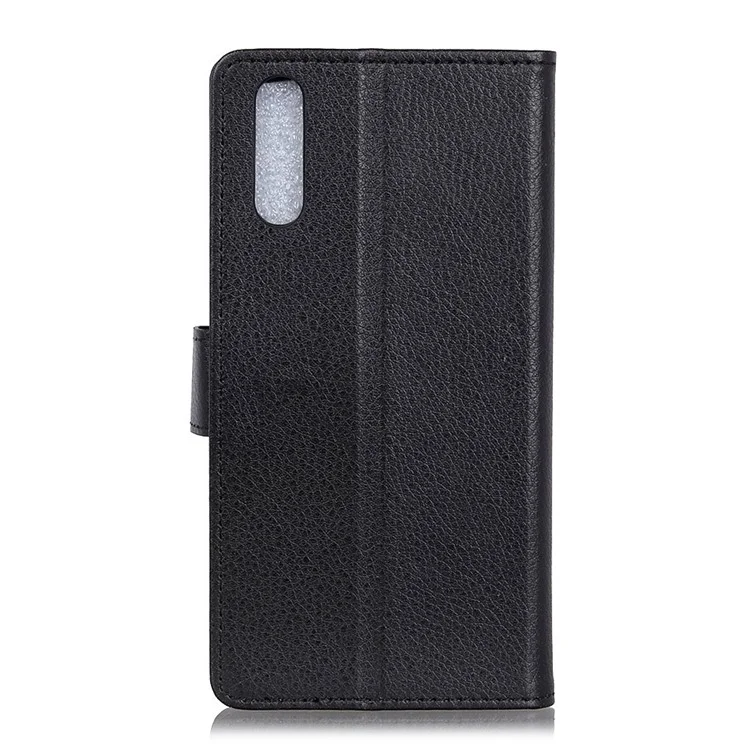 Litchi Skin Texture Wallet Leather Stand Phone Case for Sony Xperia 1 II - Black