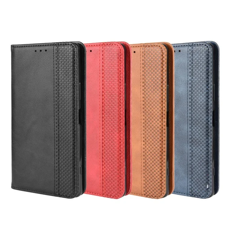 Capa de Telefone de Couro Vintage Absorvida Automaticamente para Sony Xperia 1 II - Preta