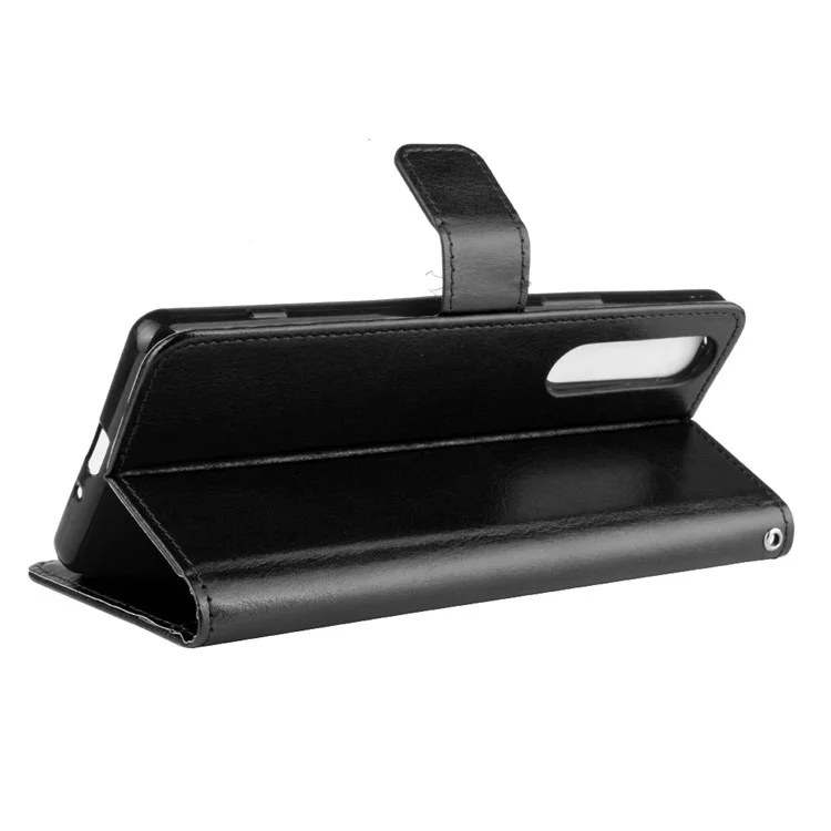 Para Sony Xperia 1 II Crazy Horse PU Couro Couro Capel - Preto